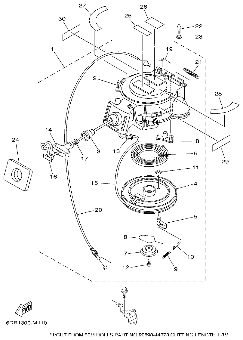 Yamaha 9JMH, 9JE STARTER parts diagram